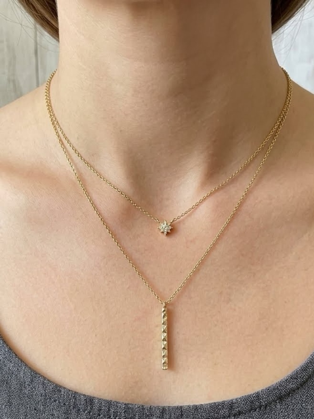 Sole Society Layer Drop Pendant Necklace NEW Gold Coated SS w/ CZ Stone NWT